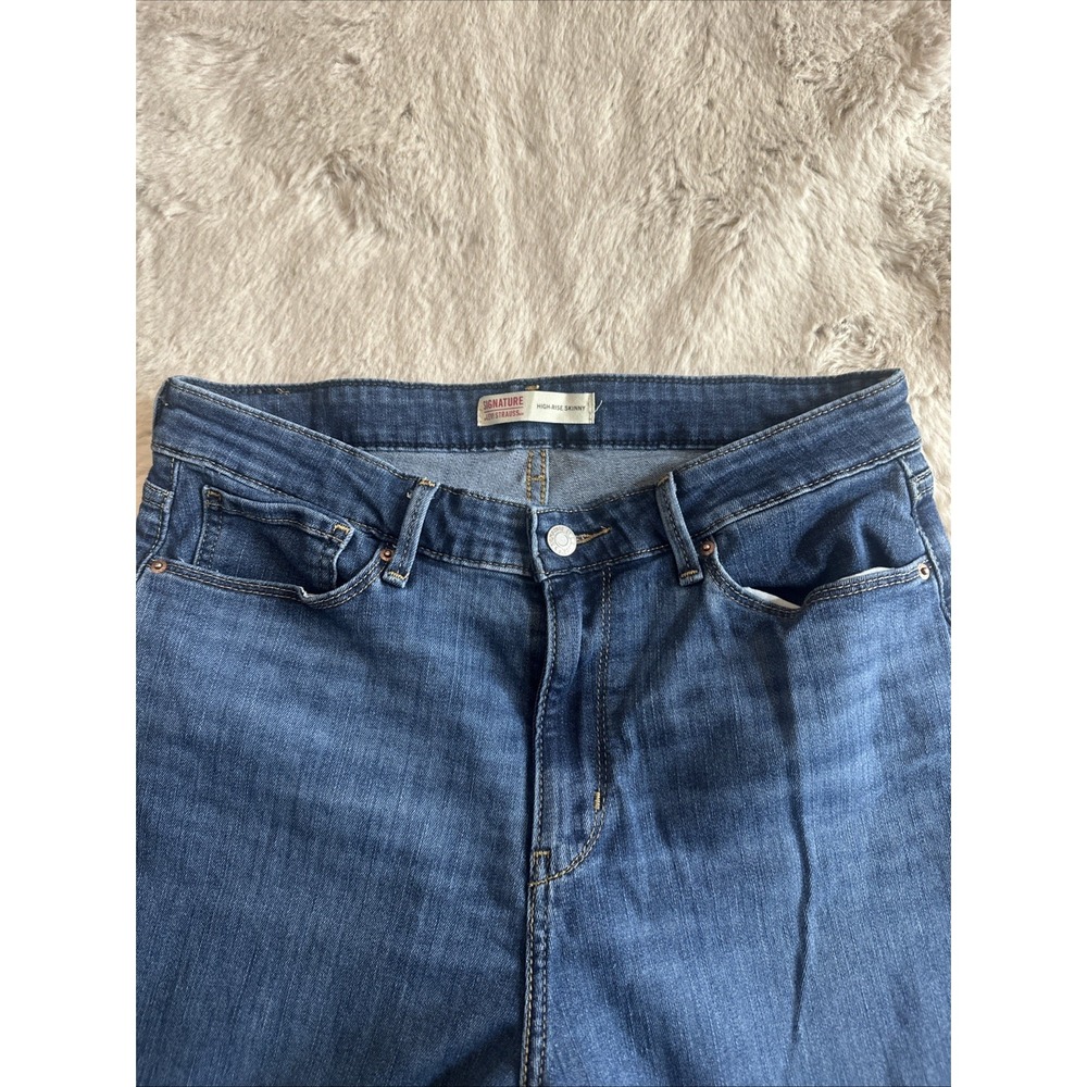 Signature Levi Strauss High Rise Skinny Jeans Women Blue Size W32 L32 - Picture 4 of 14